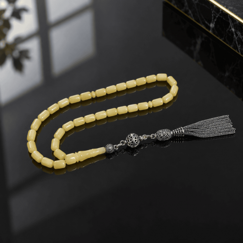 Gümüş Tasarım Kraliçe Damla Kehribar Tesbih
